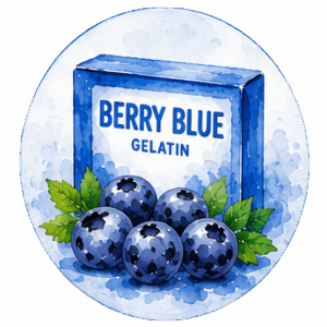 berry blue gelatin box illustration