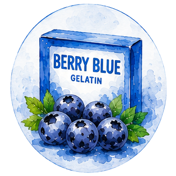 berry blue gelatin box illustration