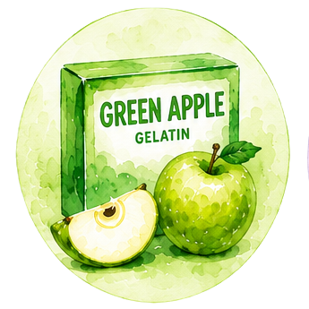 green apple gelatin box illustration