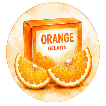 orange gelatin box illustration