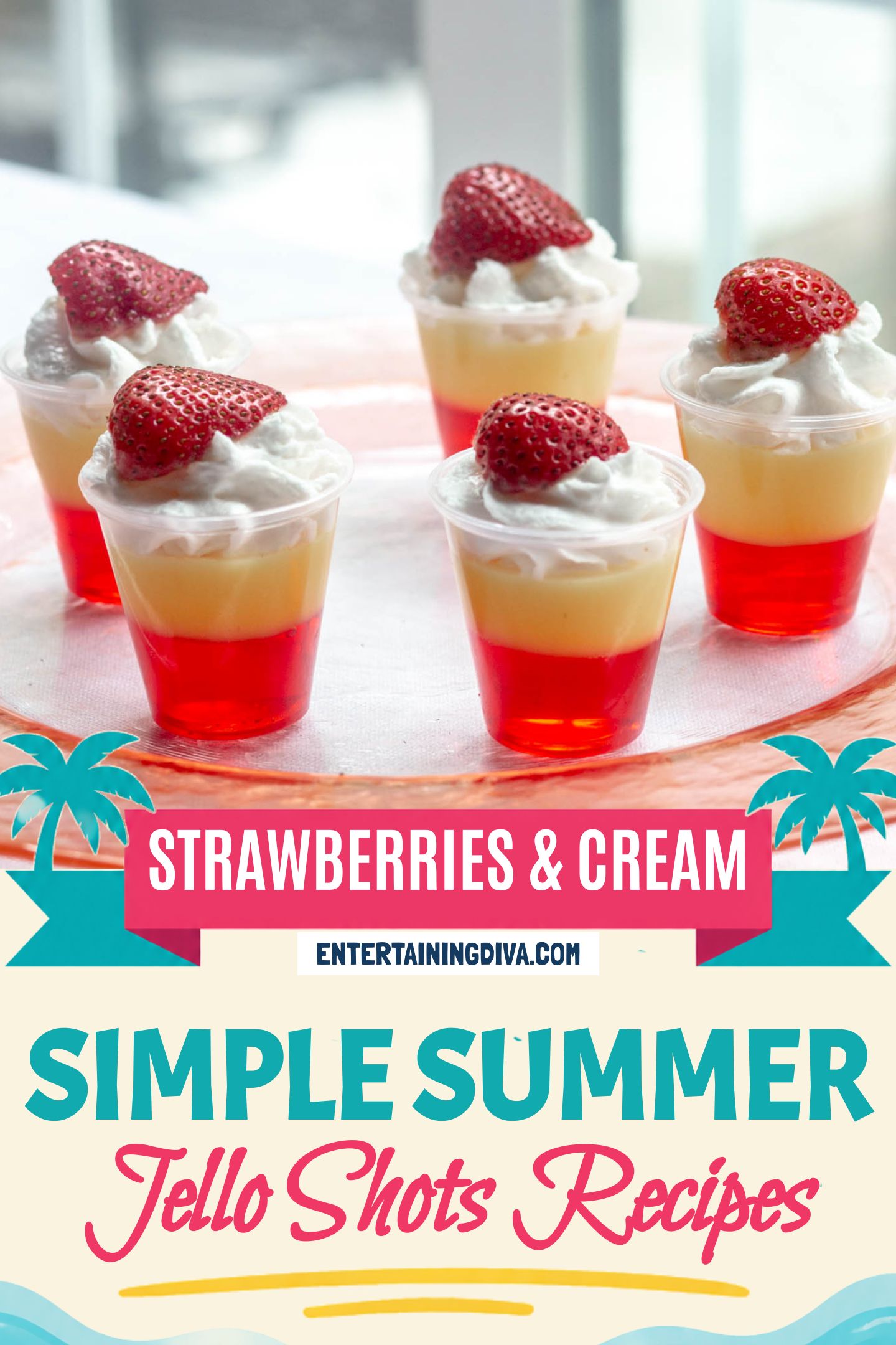 strawberries and cream layered jello shots