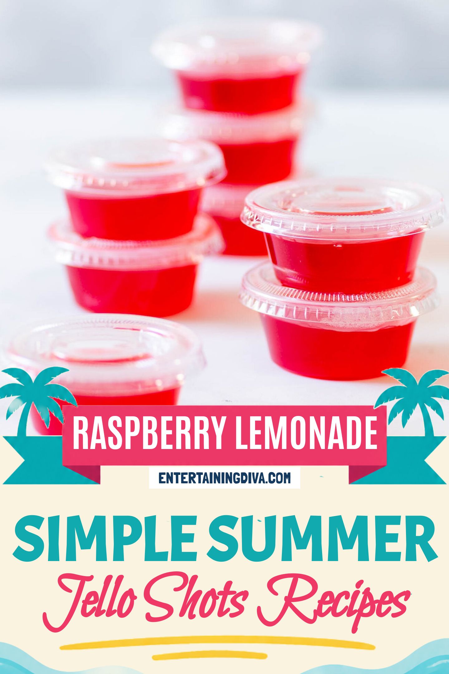 a stack of raspberry lemonade jello shots