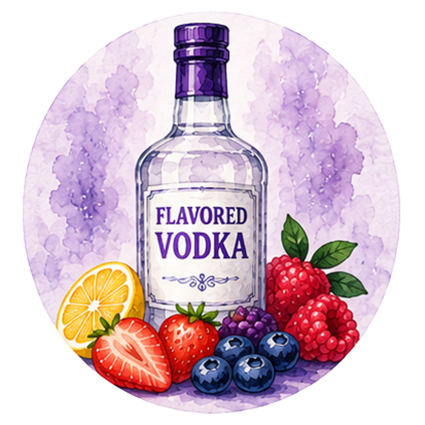 watercolor flavored vodka bottle