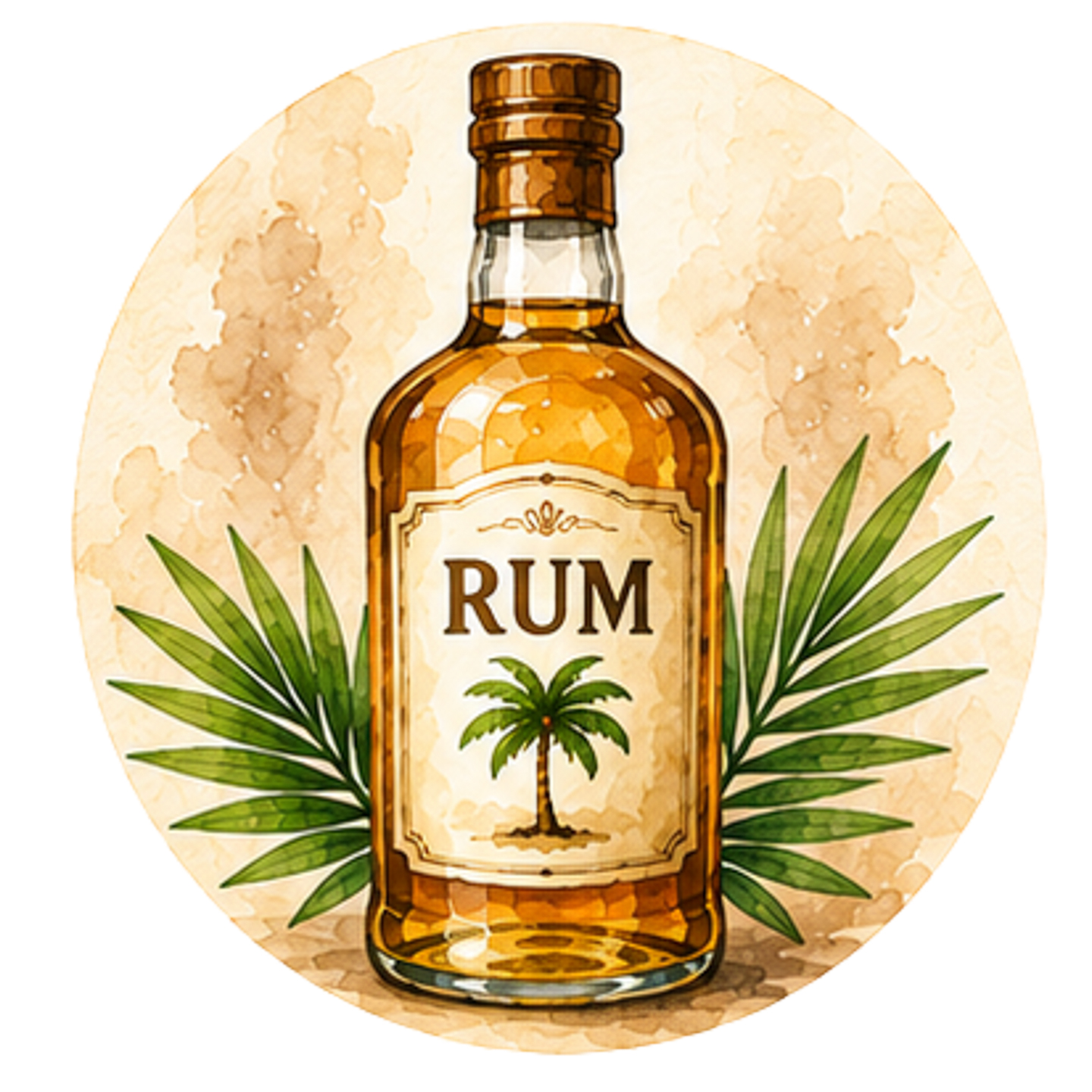 watercolor rum bottle