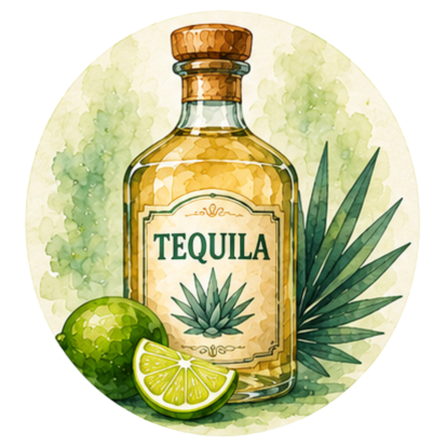 watercolor tequila bottle