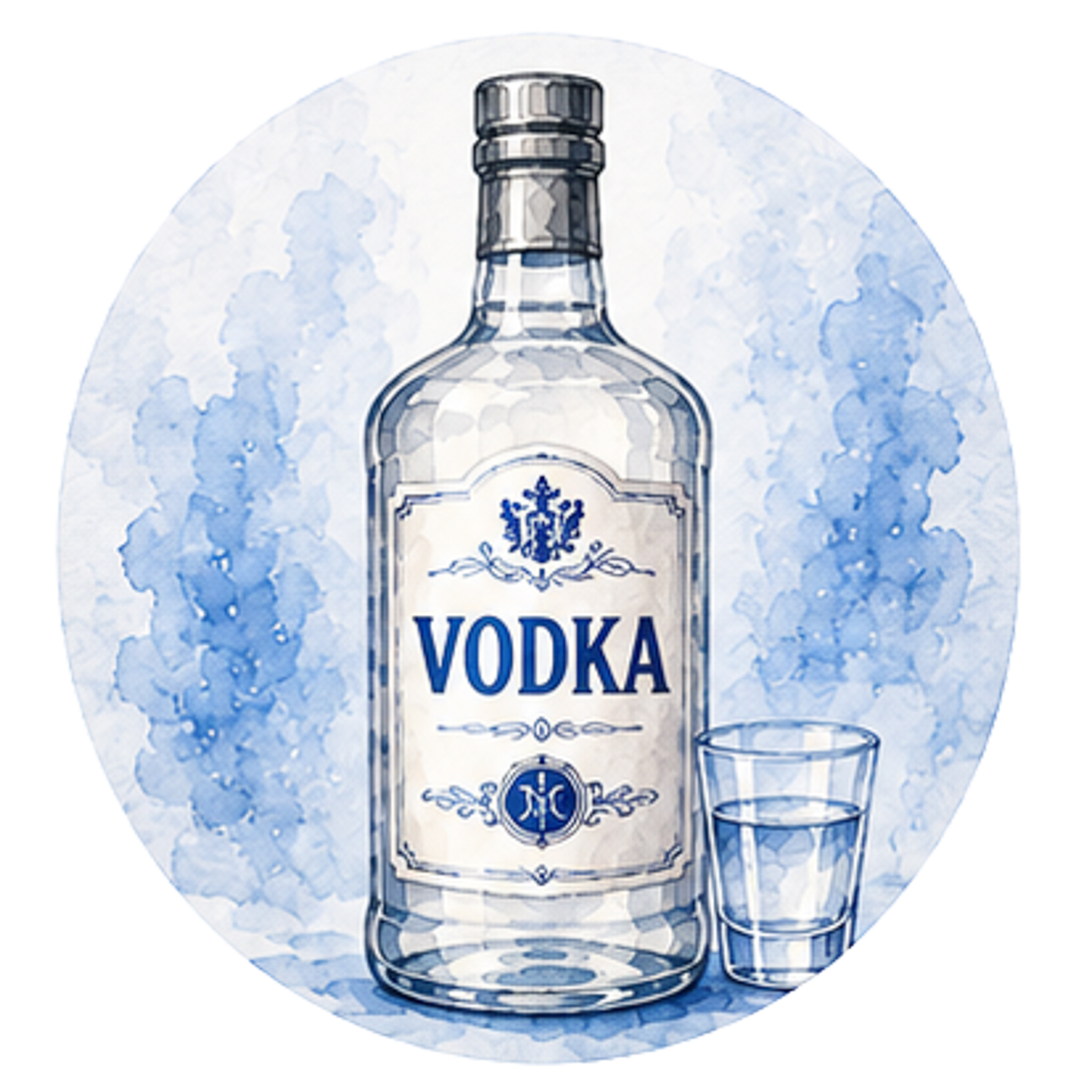 watercolor vodka bottle