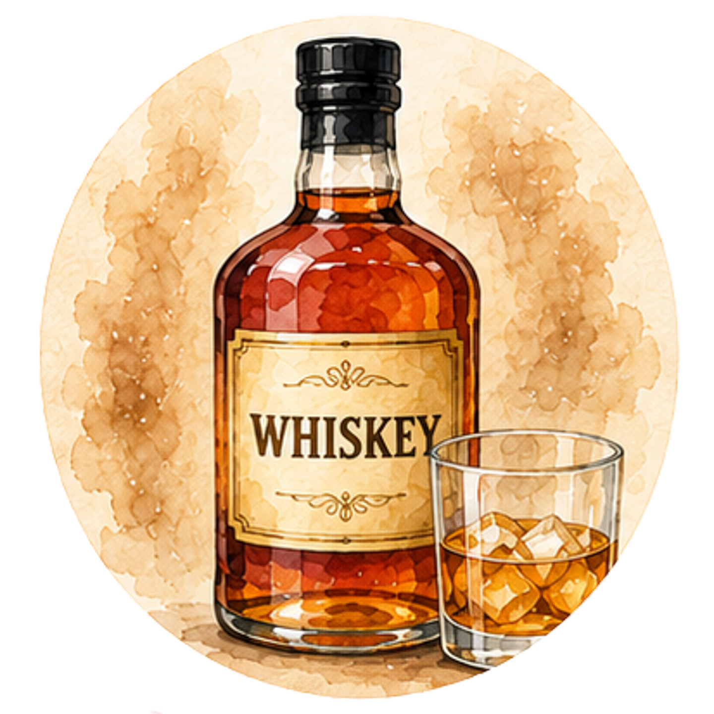watercolor whiskey bottle