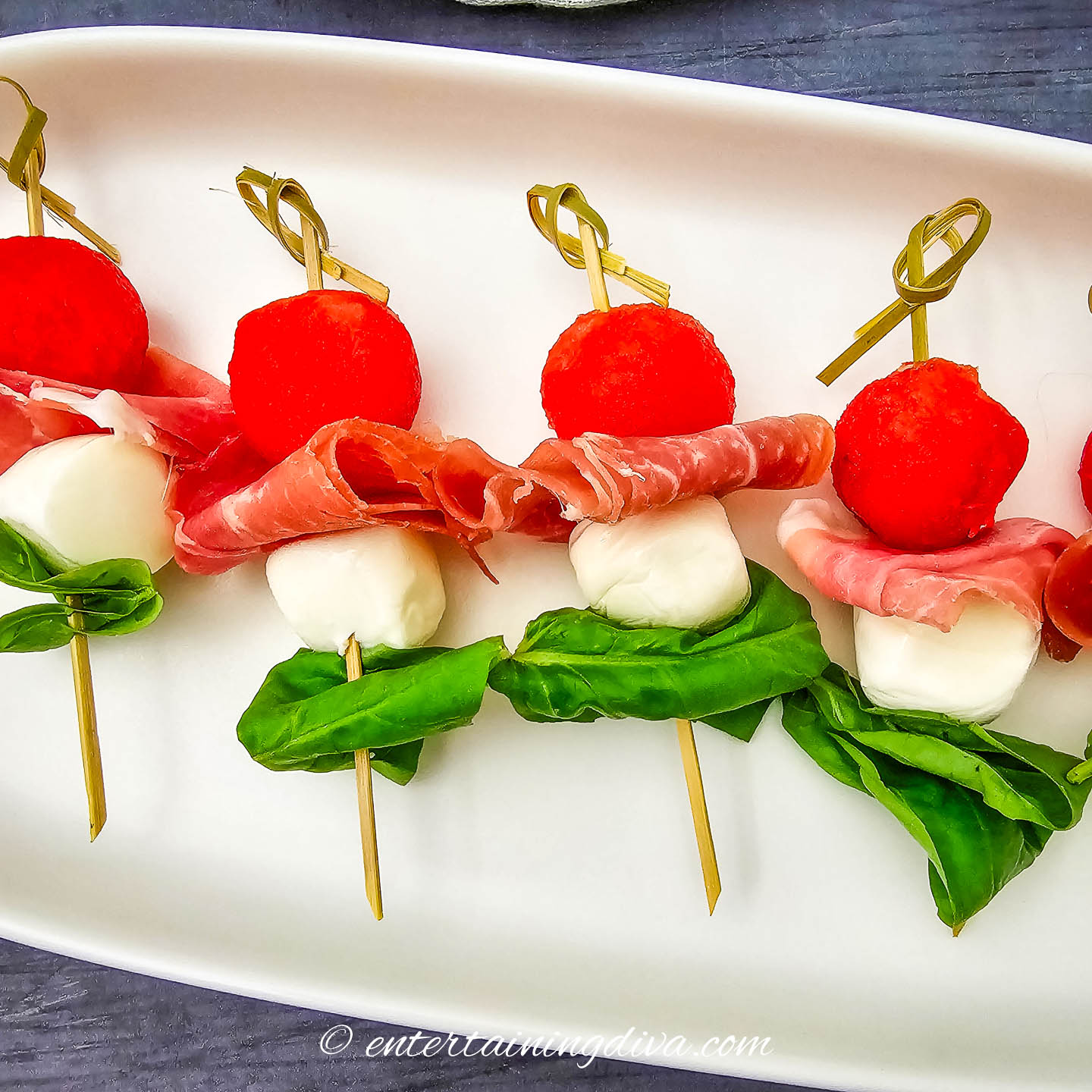 Easy Watermelon Caprese Skewers With Prosciutto