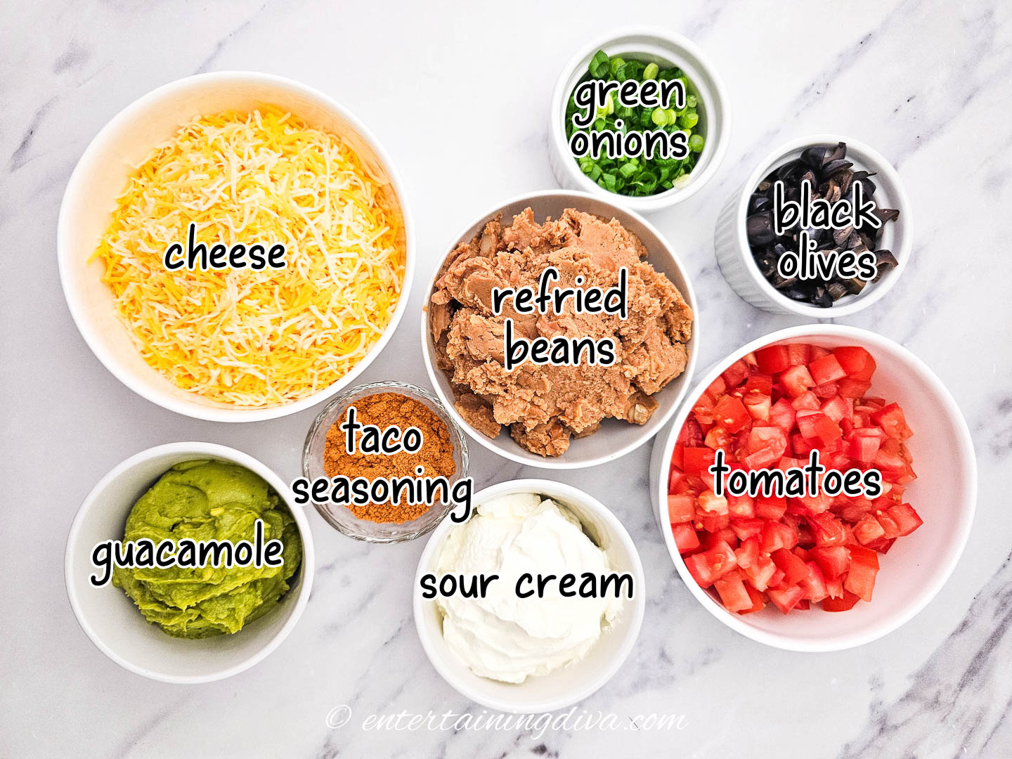 ingredients for 7 layer dip