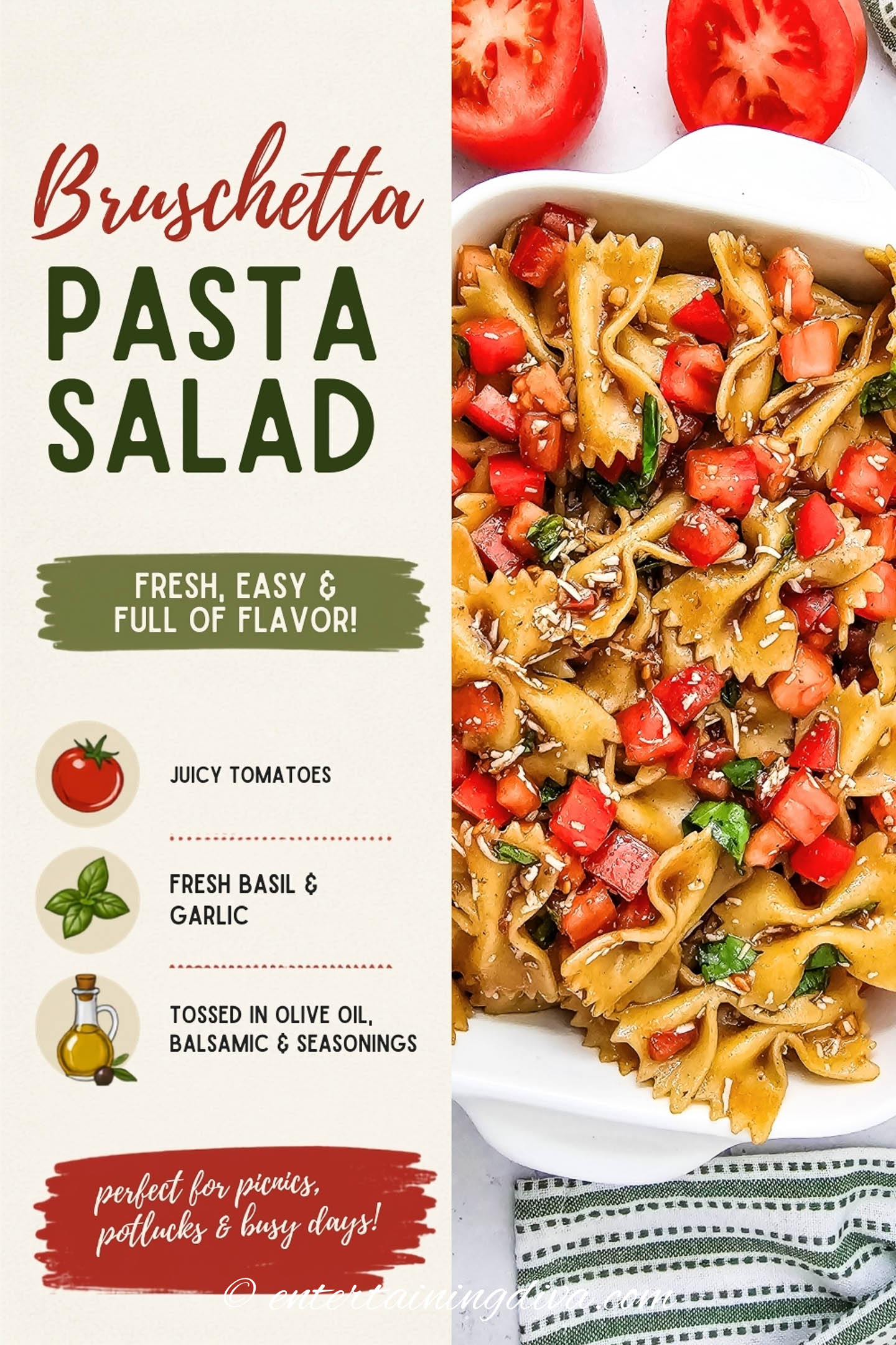 bruschetta pasta salad - fresh, easy and full of flavor