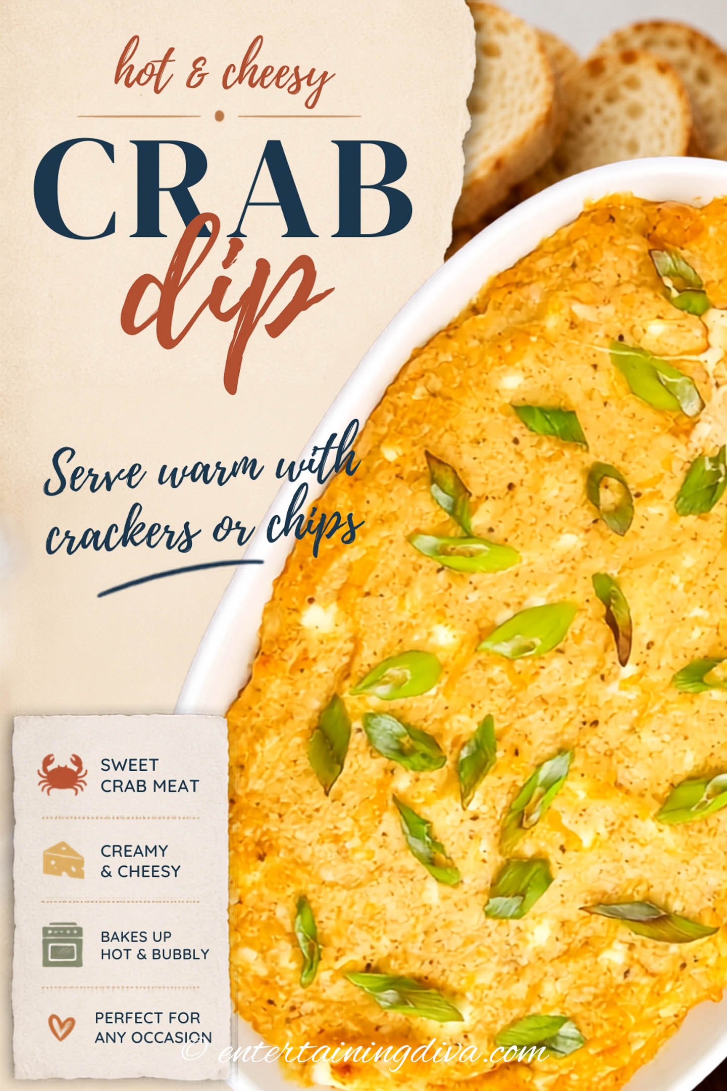 hot & cheesy baked crab dip