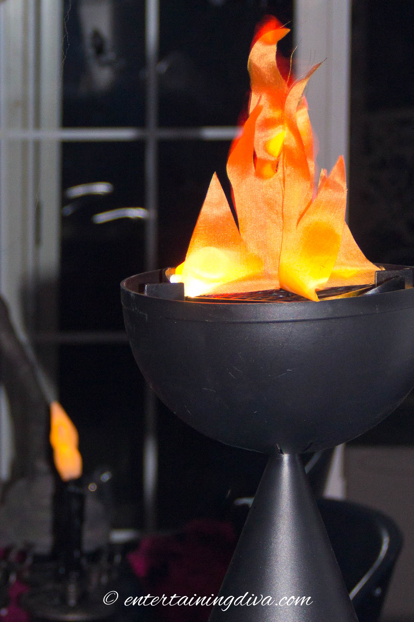 A fake flame in a Halloween haunted house