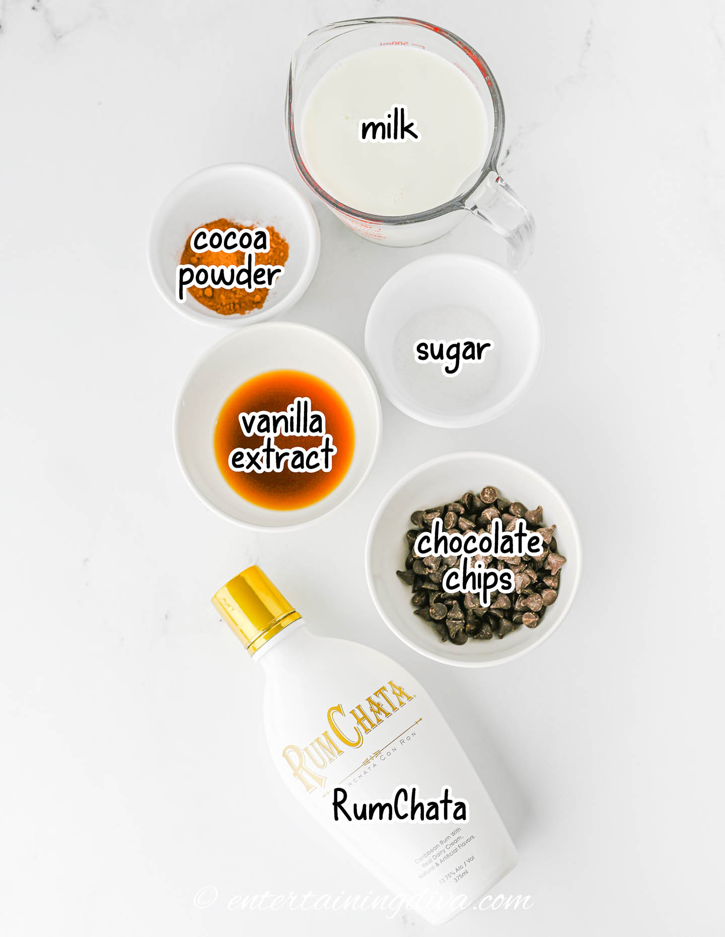 ingredients for rumchata hot chocolate