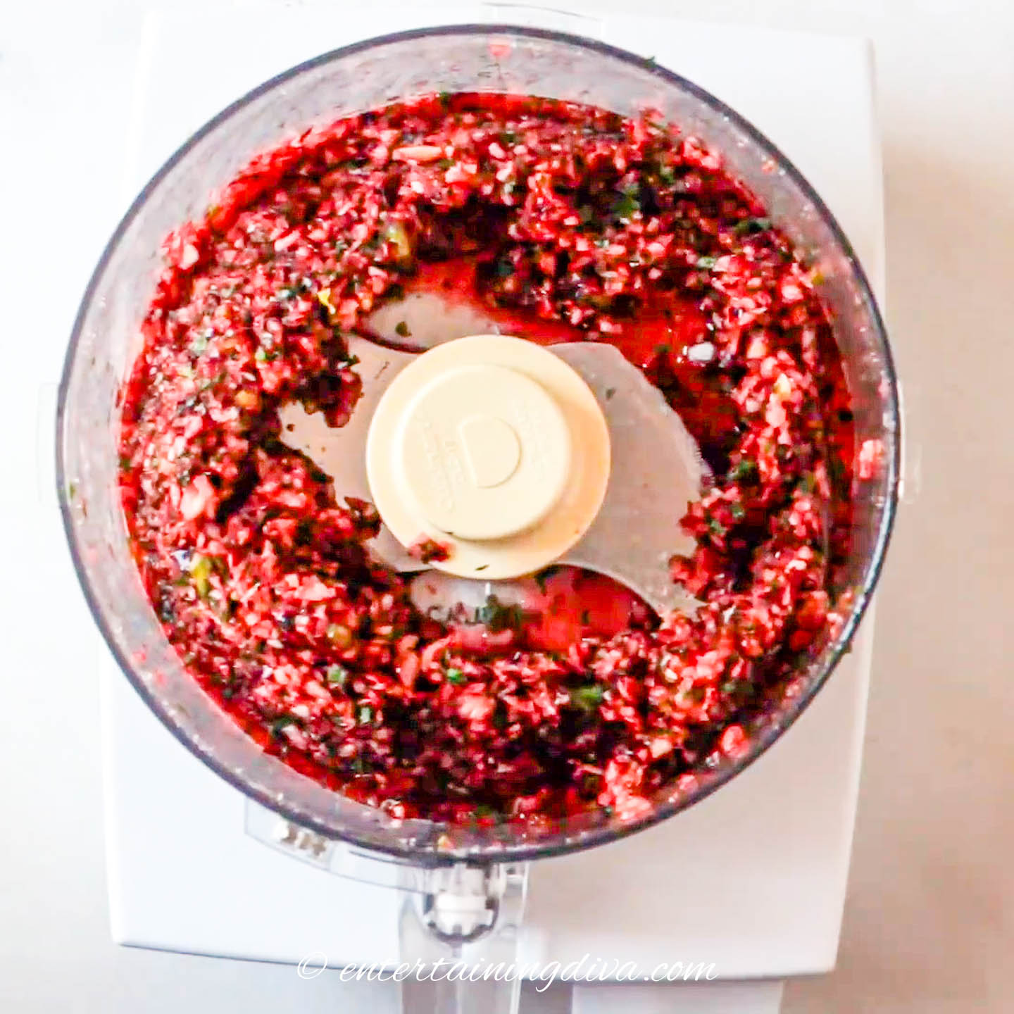 Cranberry salsa in a food processor