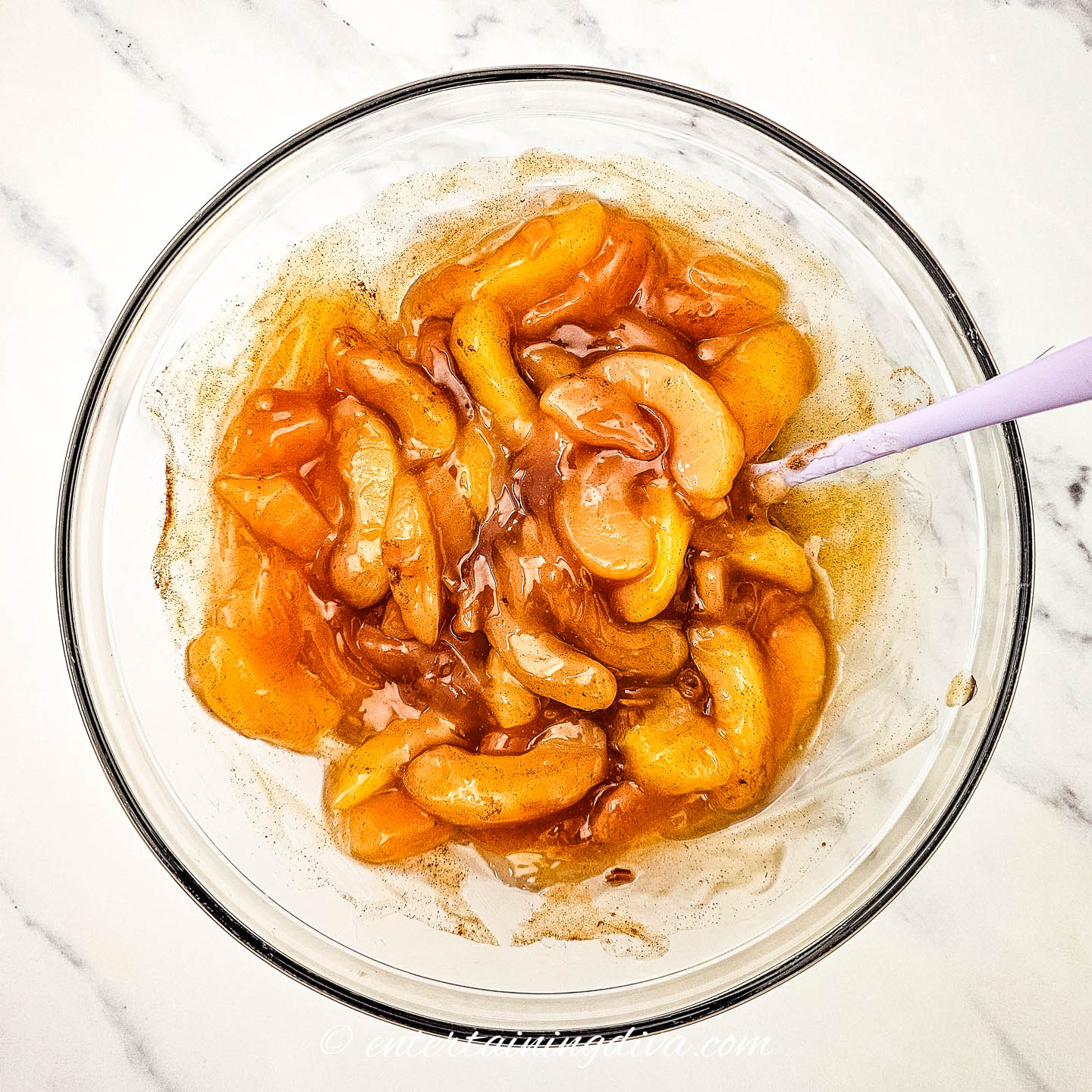 apple cobbler filling in a bowl