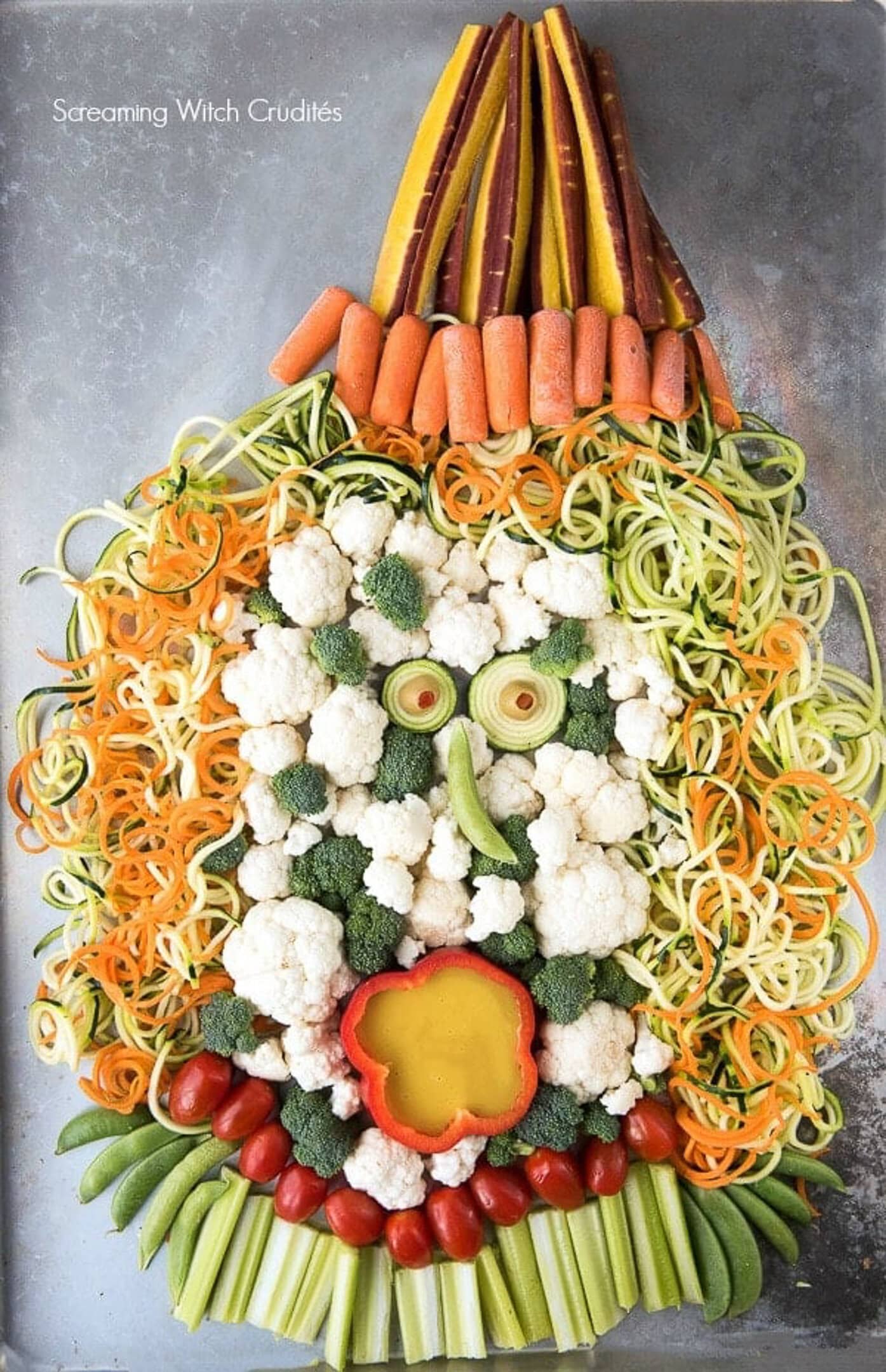 screaming witch vegetable platter