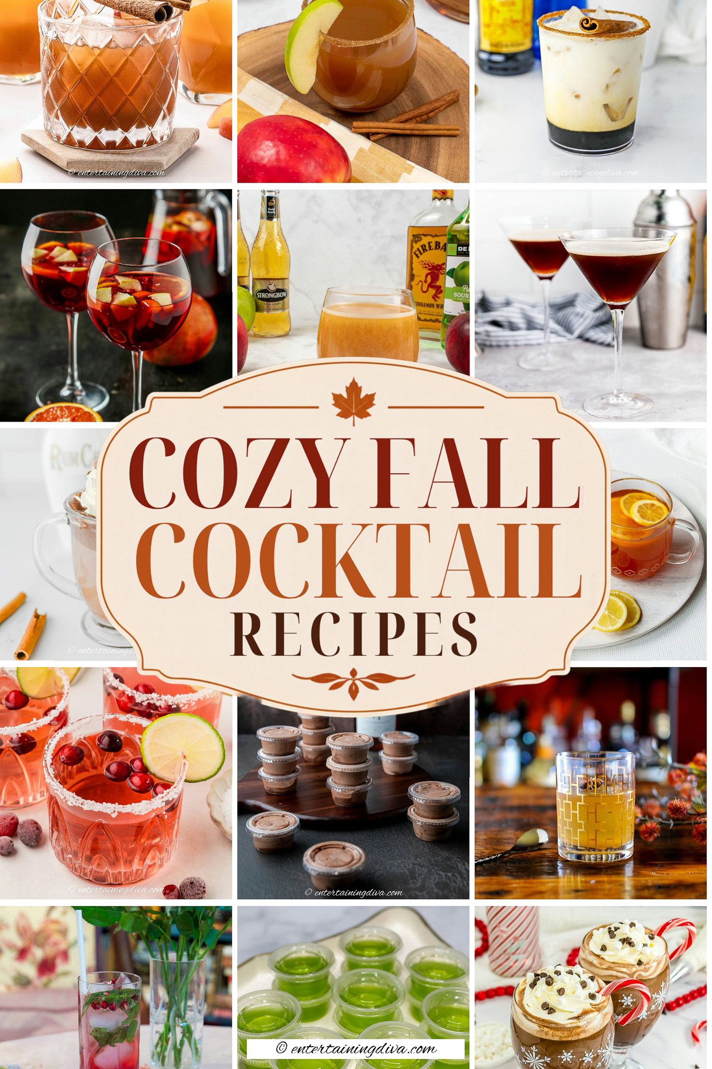 Cozy fall cocktail recipes with a collage of drink images