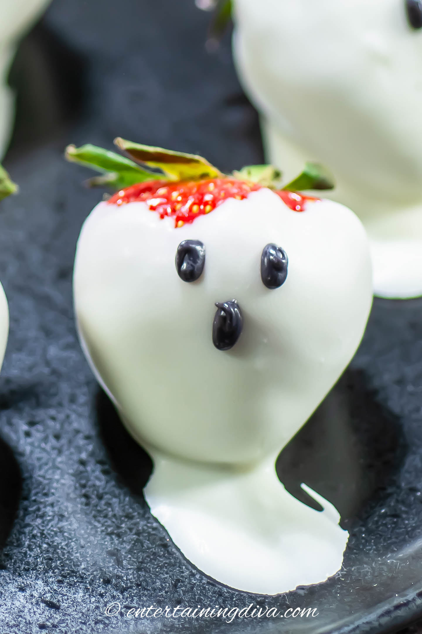 close up of a ghost strawberry