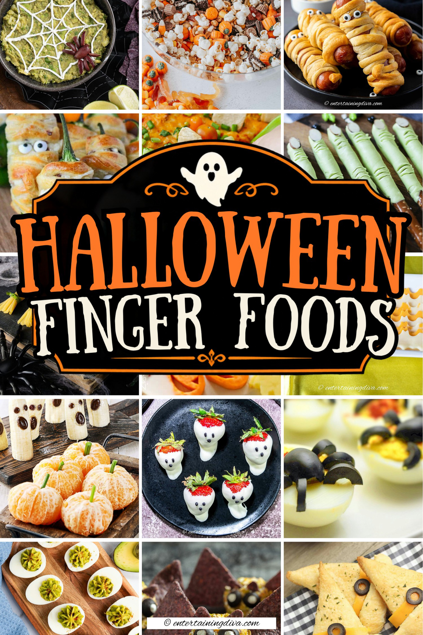 A collage of Halloween finger foods
