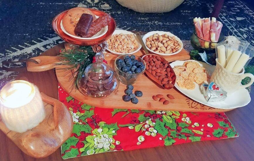 christmas movie night keto charcuterie board