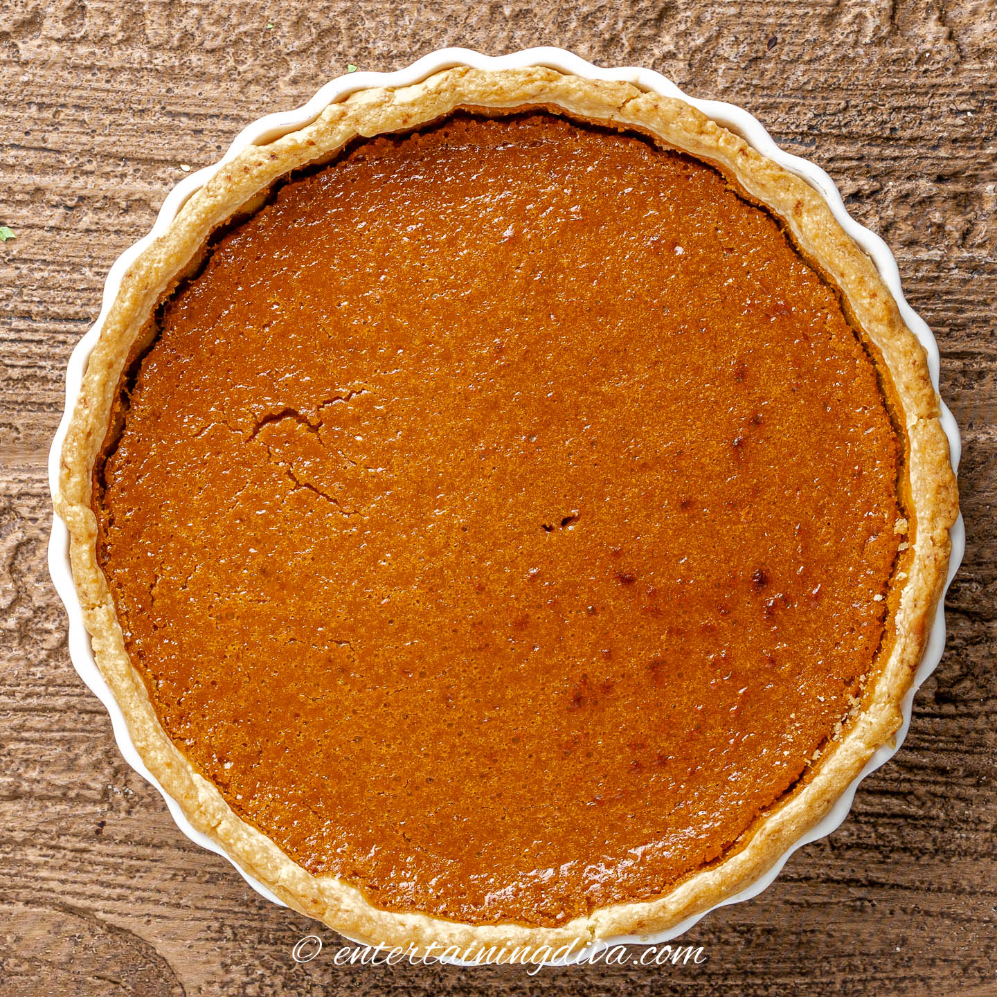 pumpkin pie after it has been baked