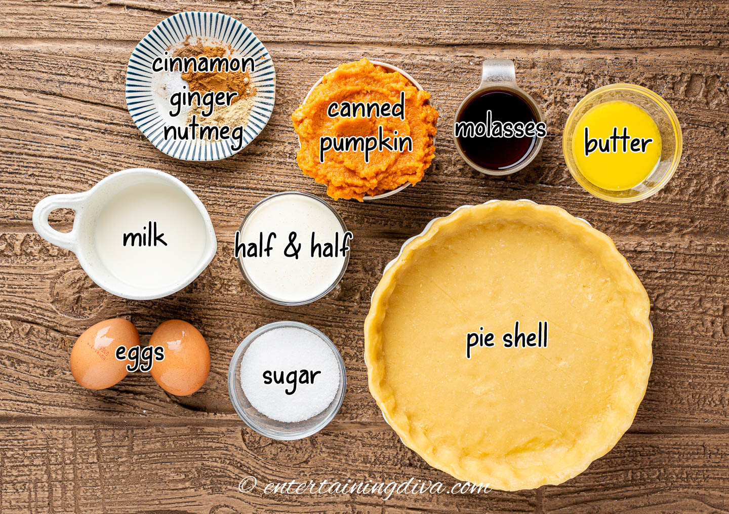 the ingredeints for pumpkin pie
