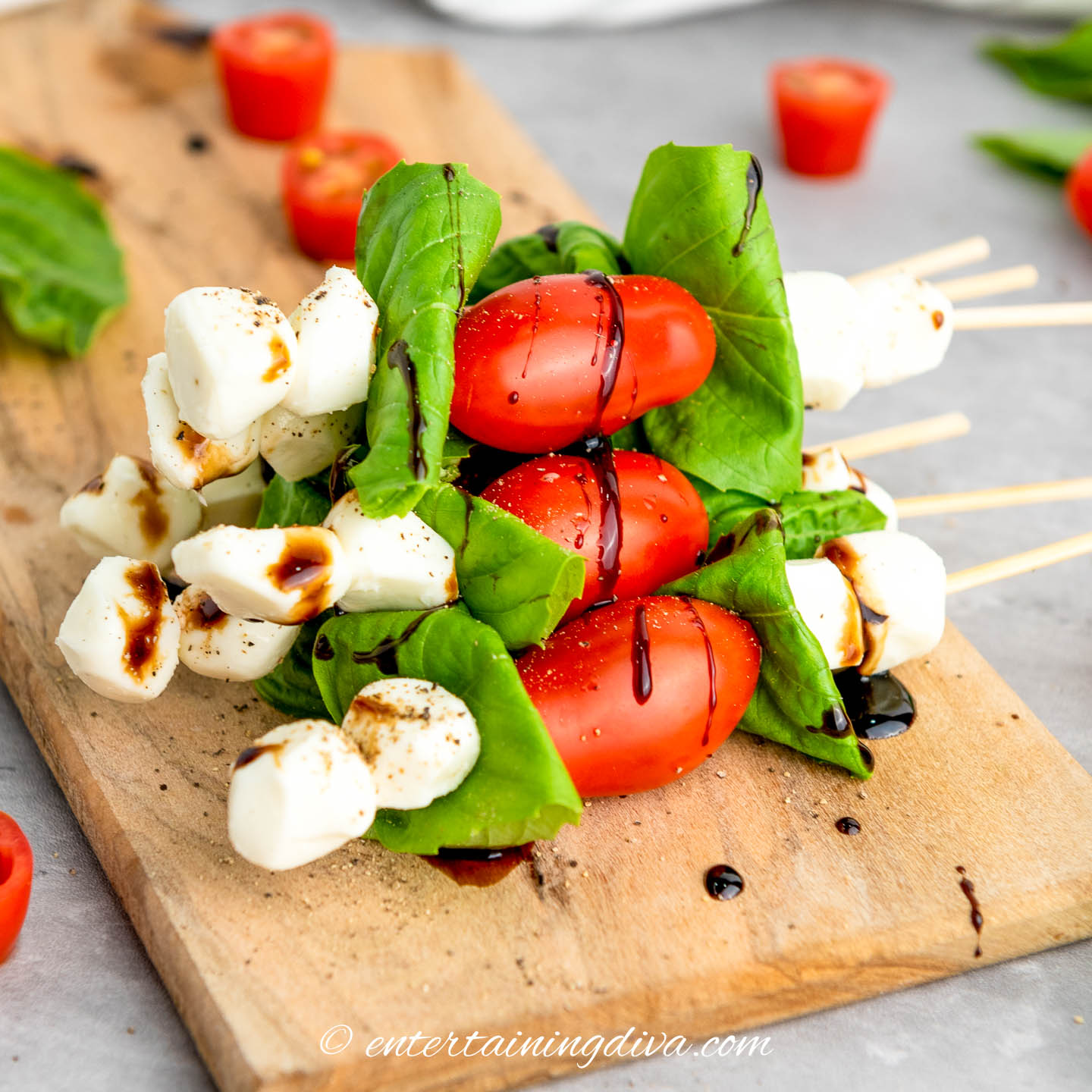 Easy Caprese Skewers With Balsamic Glaze