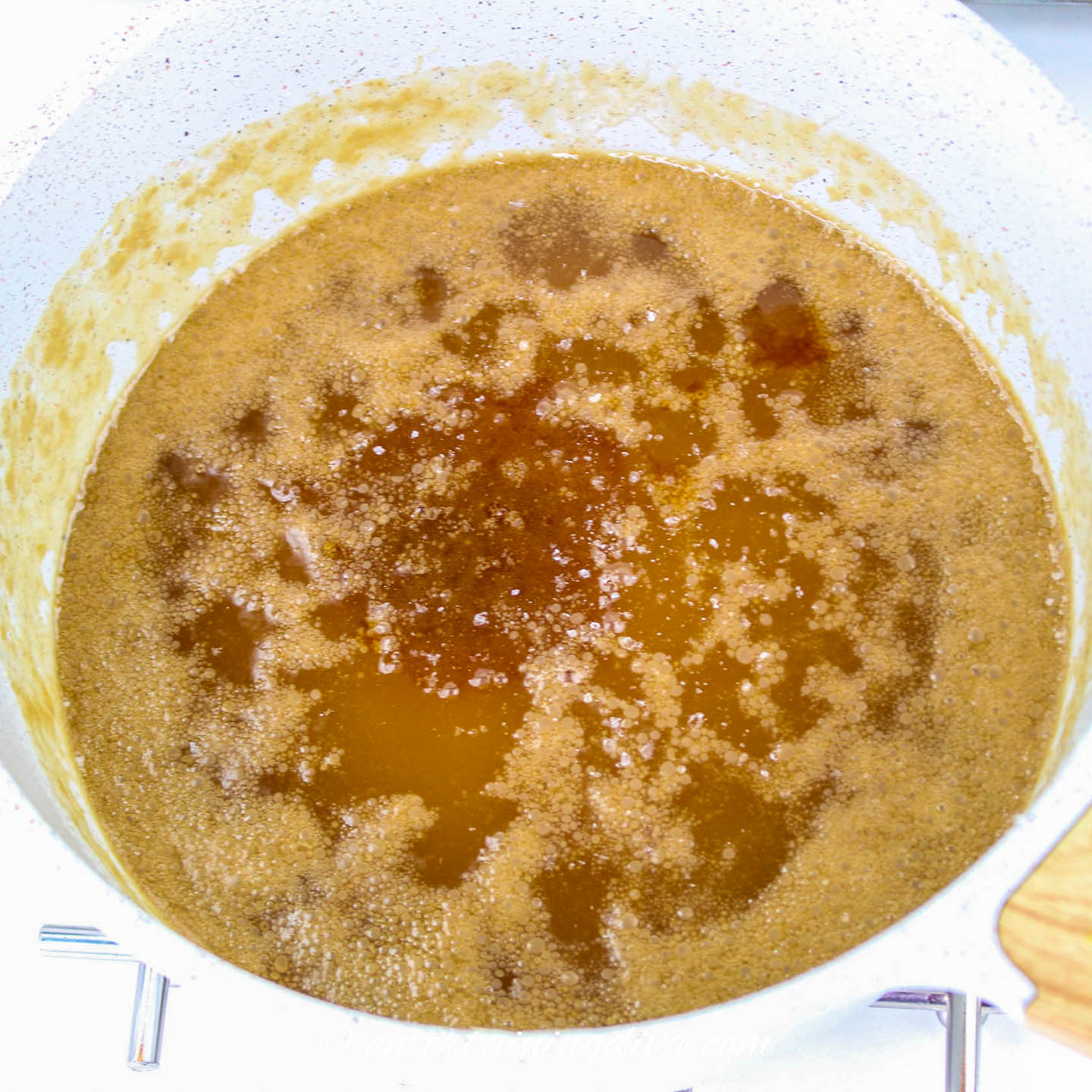caramel glaze in a pot after it has been cooked