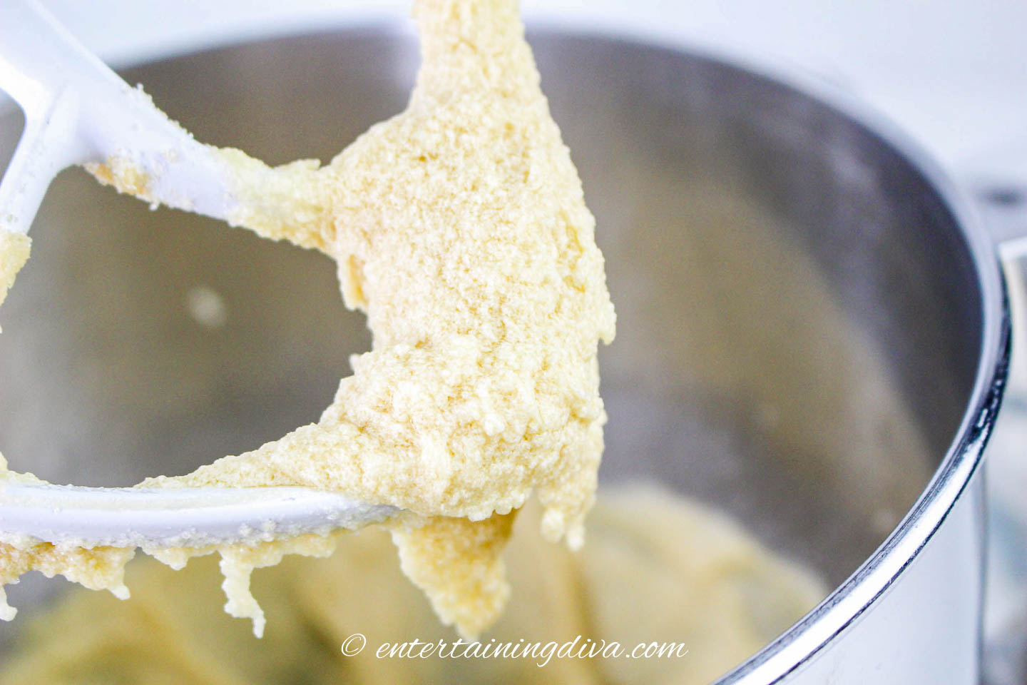 caramel apple sheet cake batter after mixing in eggs and vanilla