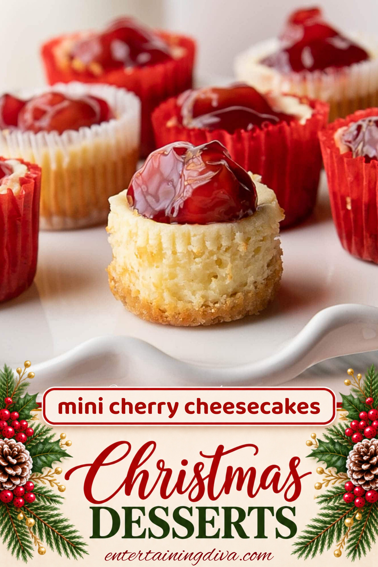 mini cherry cheesecake cupcakes