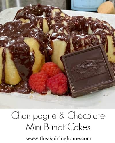 champagne and chocolate mini bundt cakes