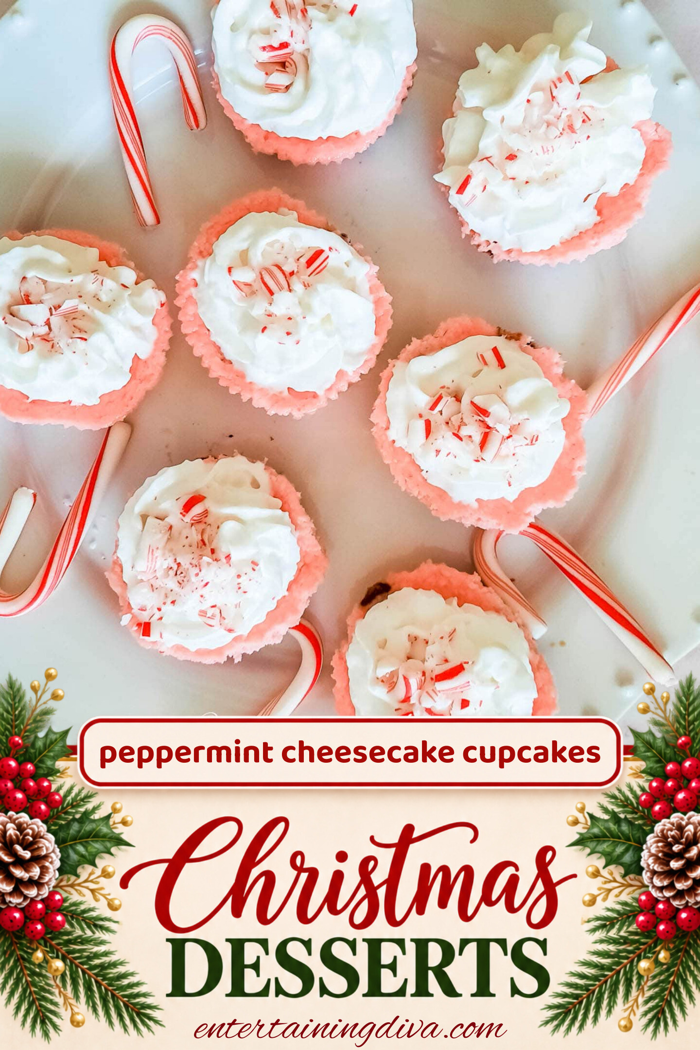 candy cane cheesecake cupcakes