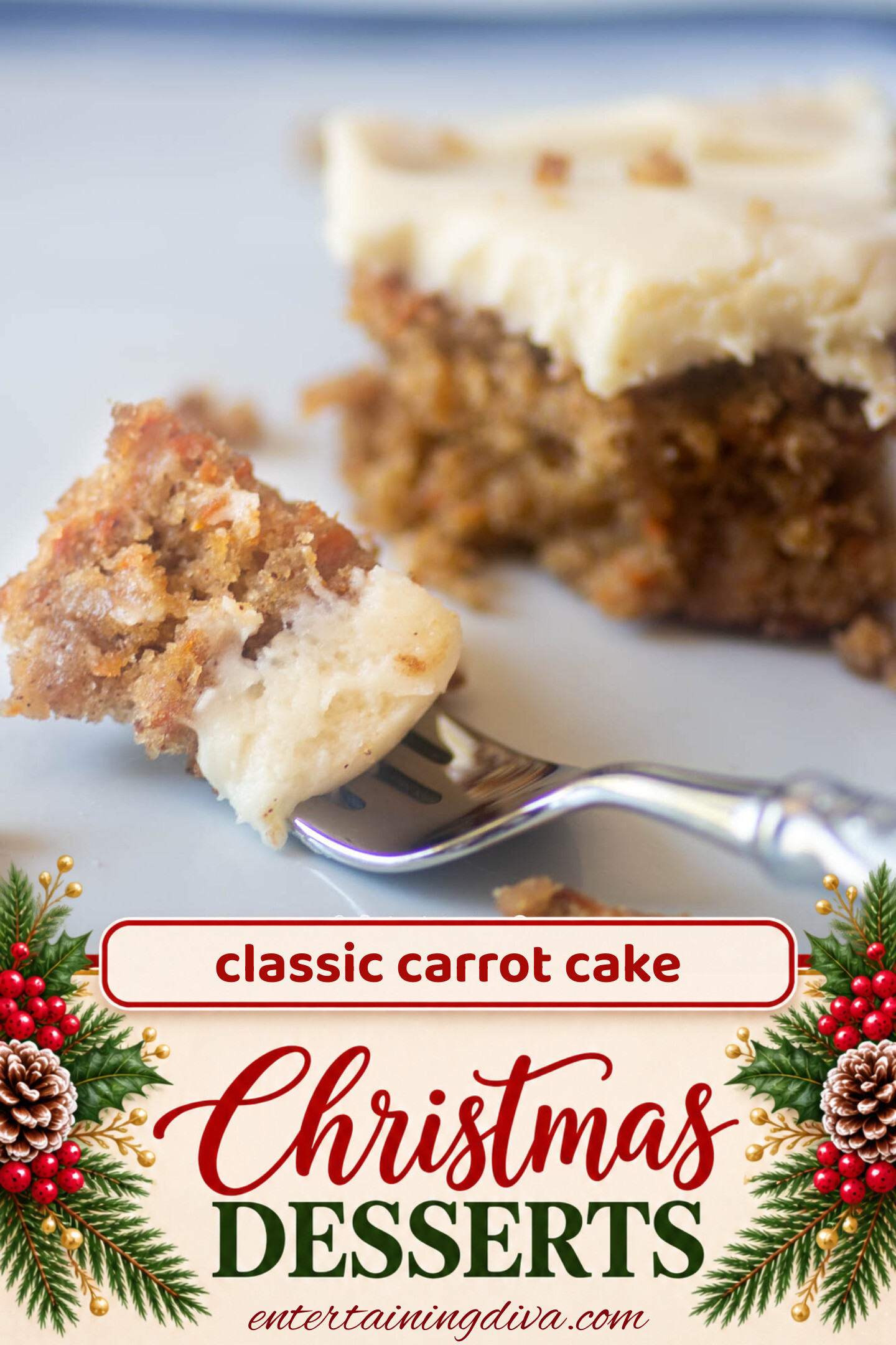carrot cake on a fork