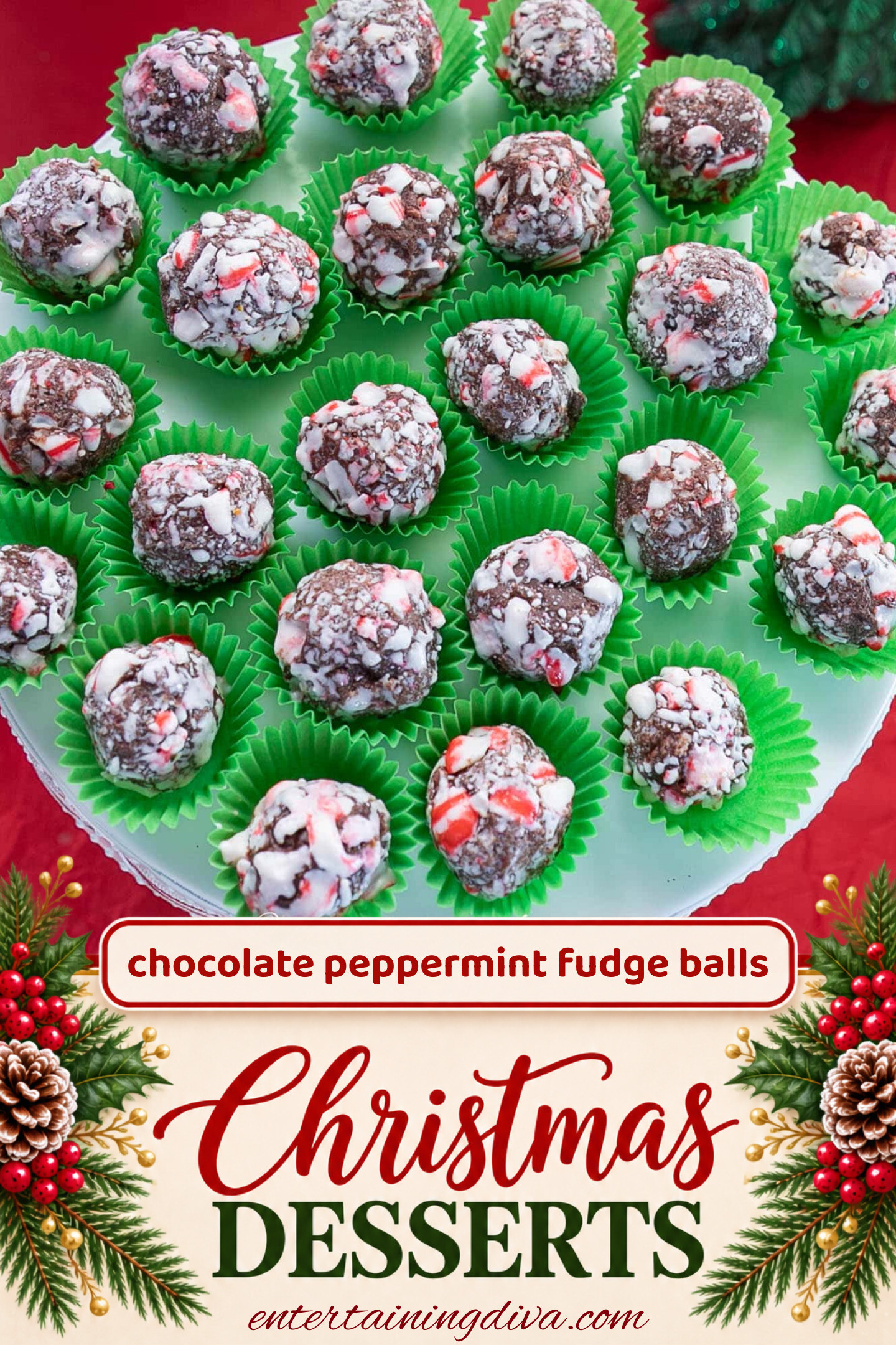 easy peppermint chocolate fudge balls