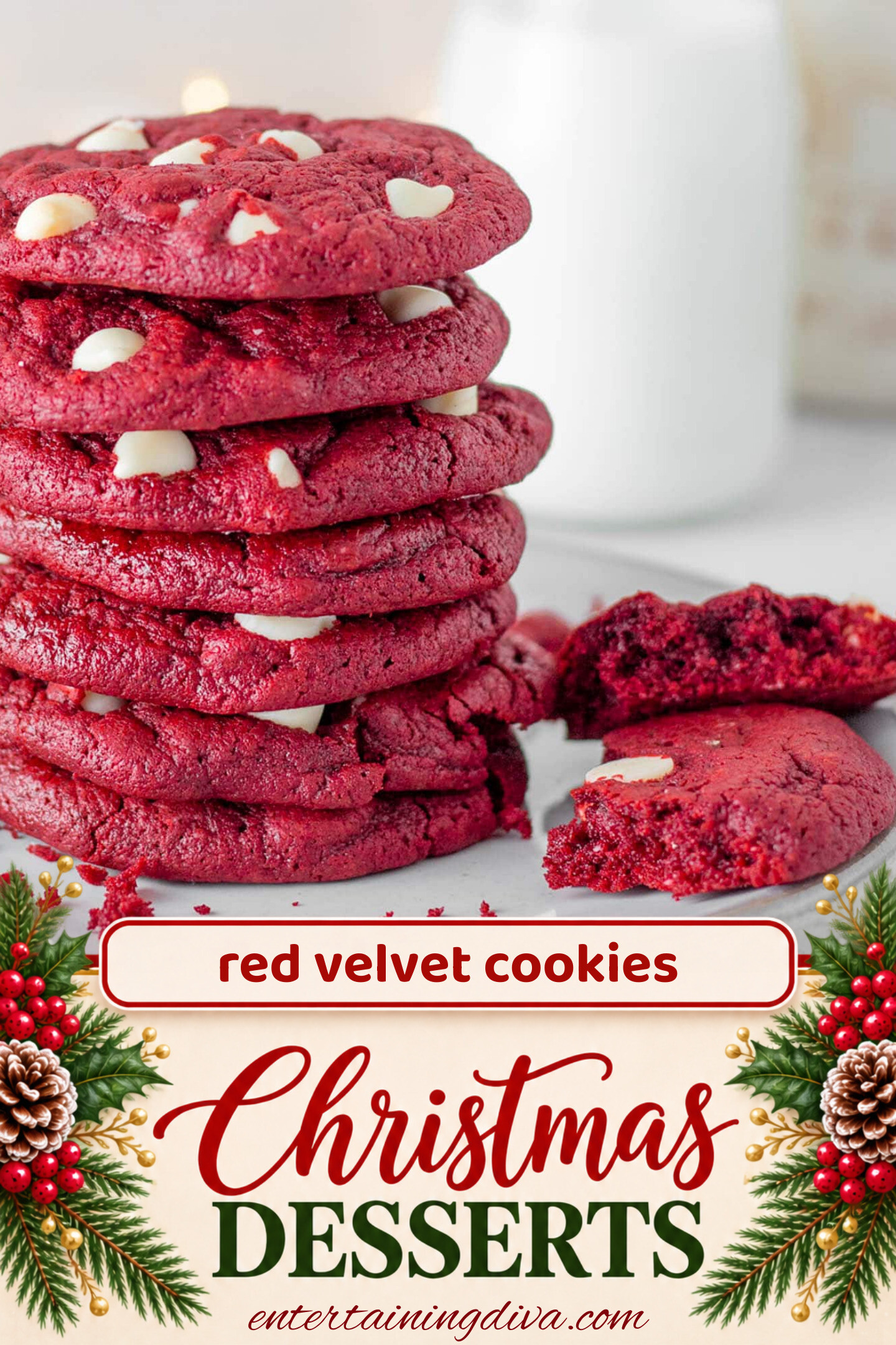 red velvet cookies with white chocolate chips