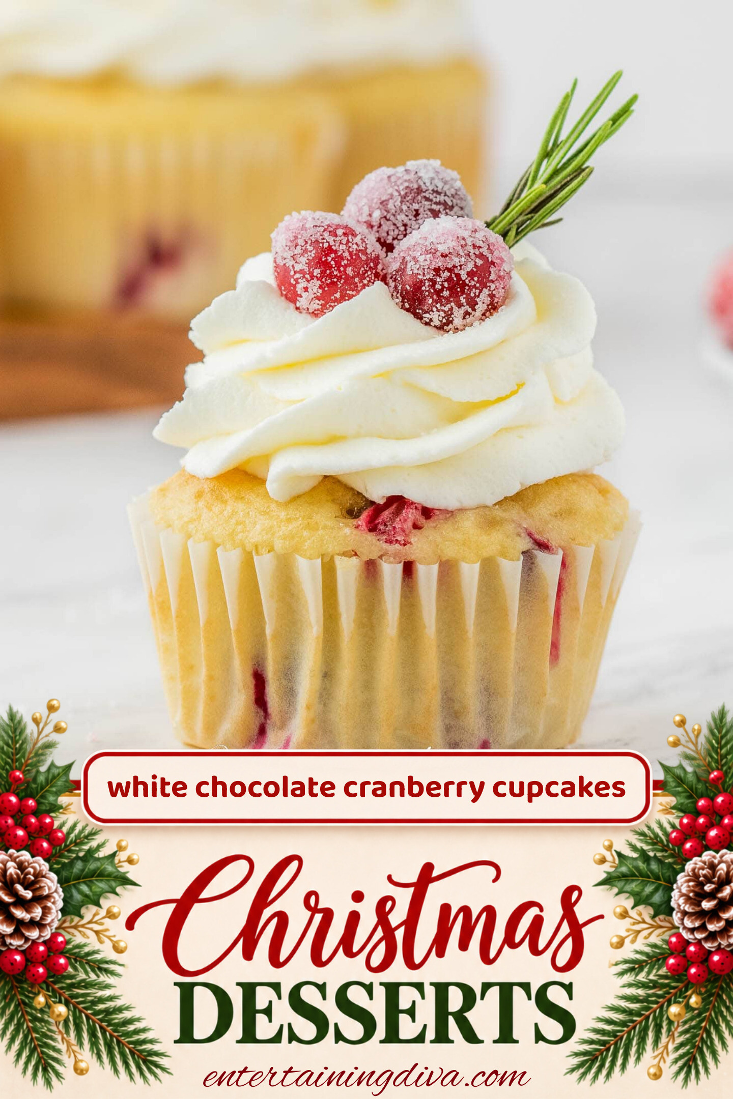 white chocolate cranberry cupcake