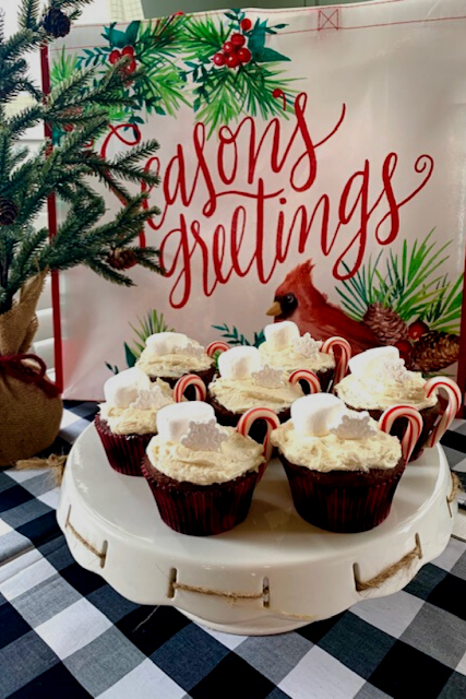 hot chocolate cupcakes with marshmallow frosting