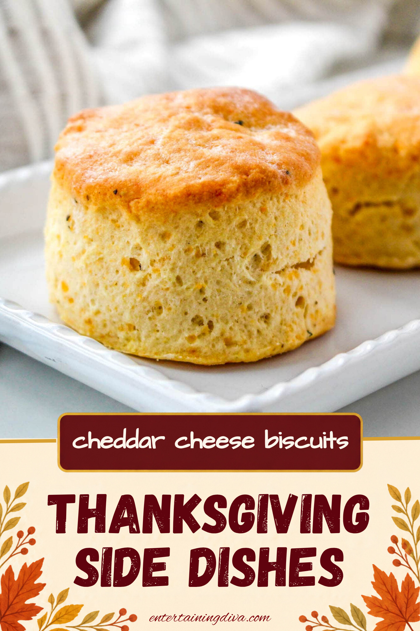 easy homemade cheddar cheese biscuit on a plate