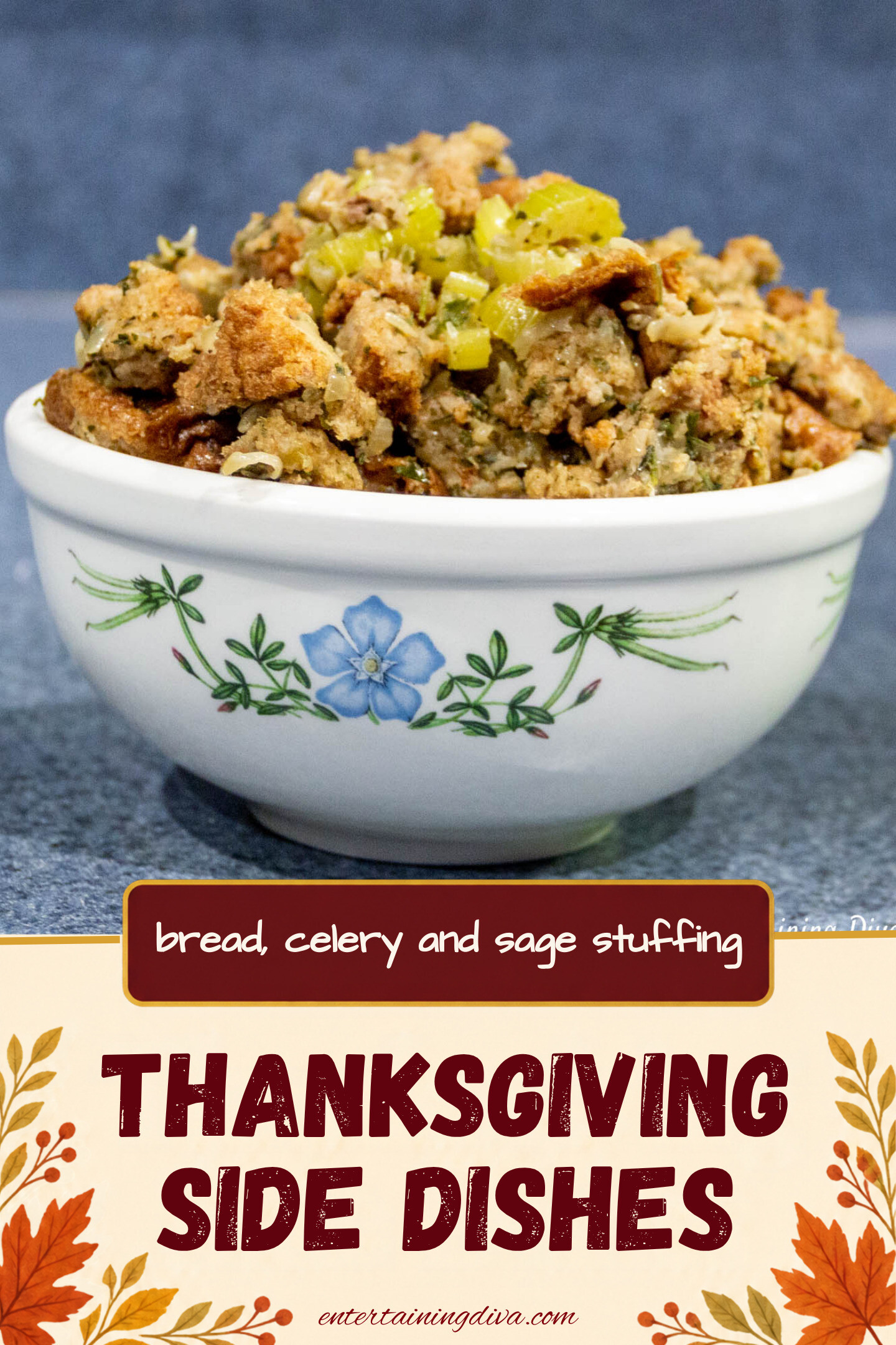 Old Fashioned Bread, Celery And Sage Turkey Stuffing (Or Dressing) in a bowl