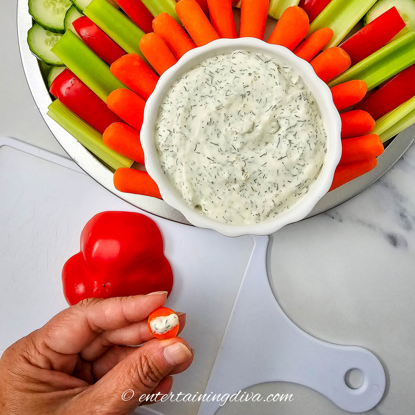 dip spread on the back of the carrot beak